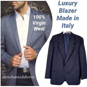 Italian Wool Blazer Made Italy Vintage Luxury Jacket Montebello Slate Blue Grey